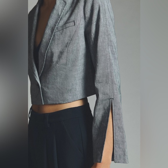 New By Anthropologie Cropped Slit Jacket Size 2 - Picture 5 of 9
